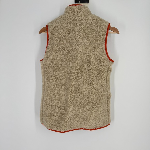 Eddie Bauer Womens XS Sherpa Fleece Vest Cream Orange Blue Full Zip 23802688 - Picture 6 of 8